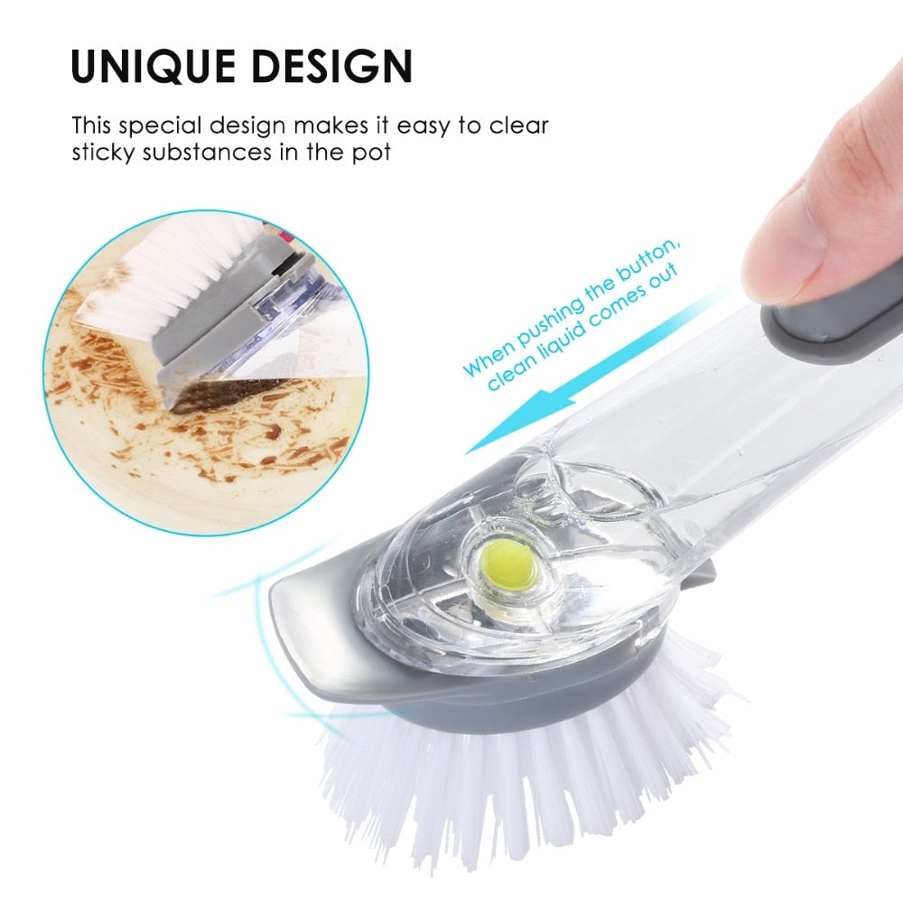 Dish Brush With Soap Dispenser and Replacement Head