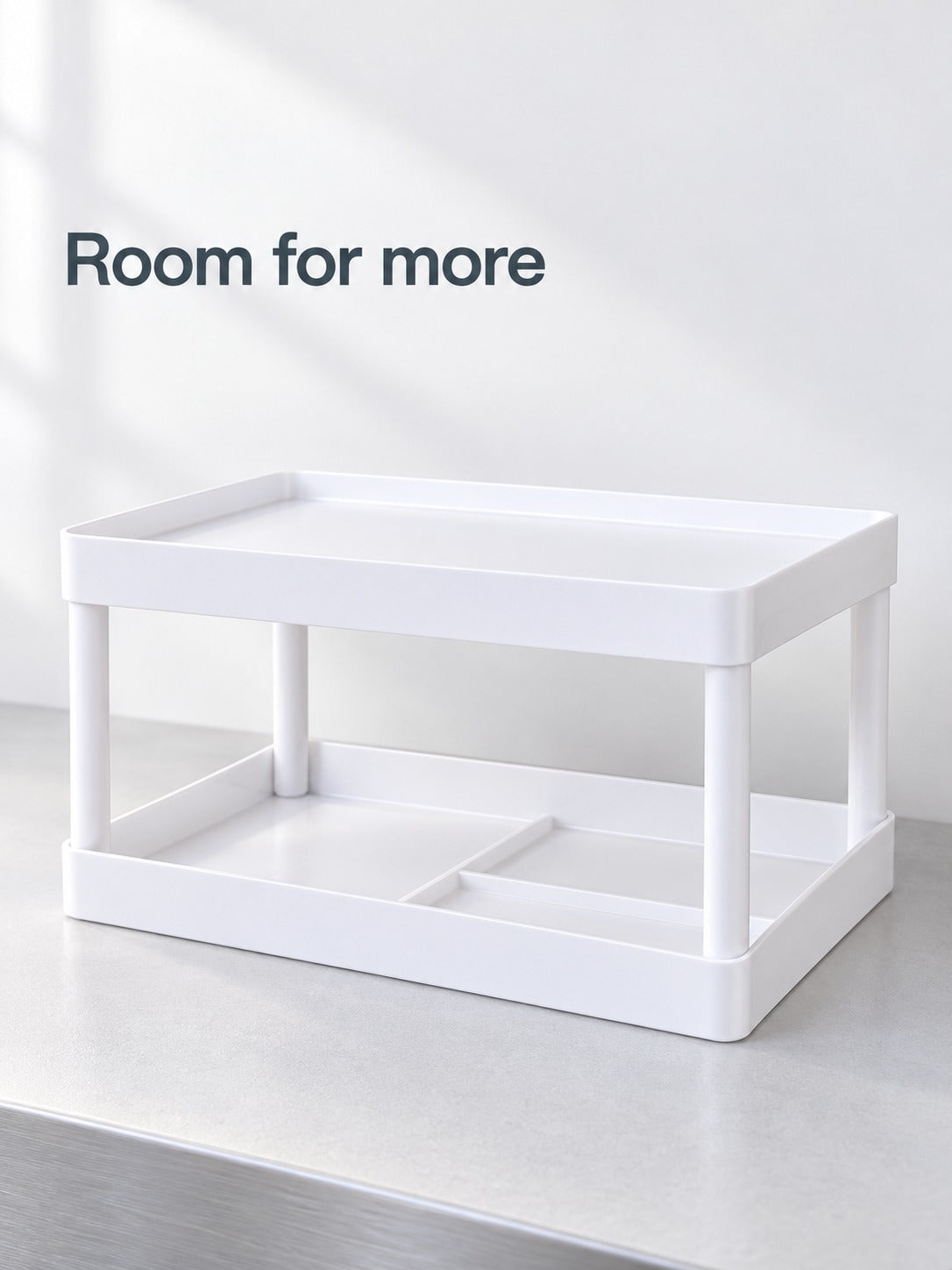Double-Layer Desktop Shelf Rack for Dorm Desks, No Tools