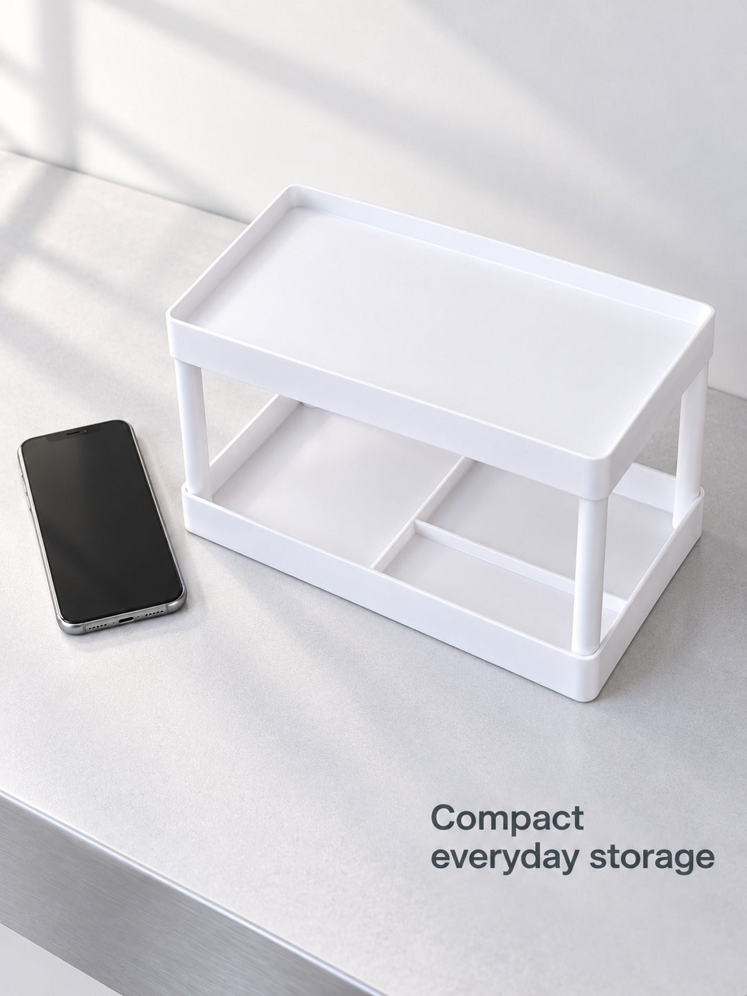 Double-Layer Desktop Shelf Rack for Dorm Desks, No Tools