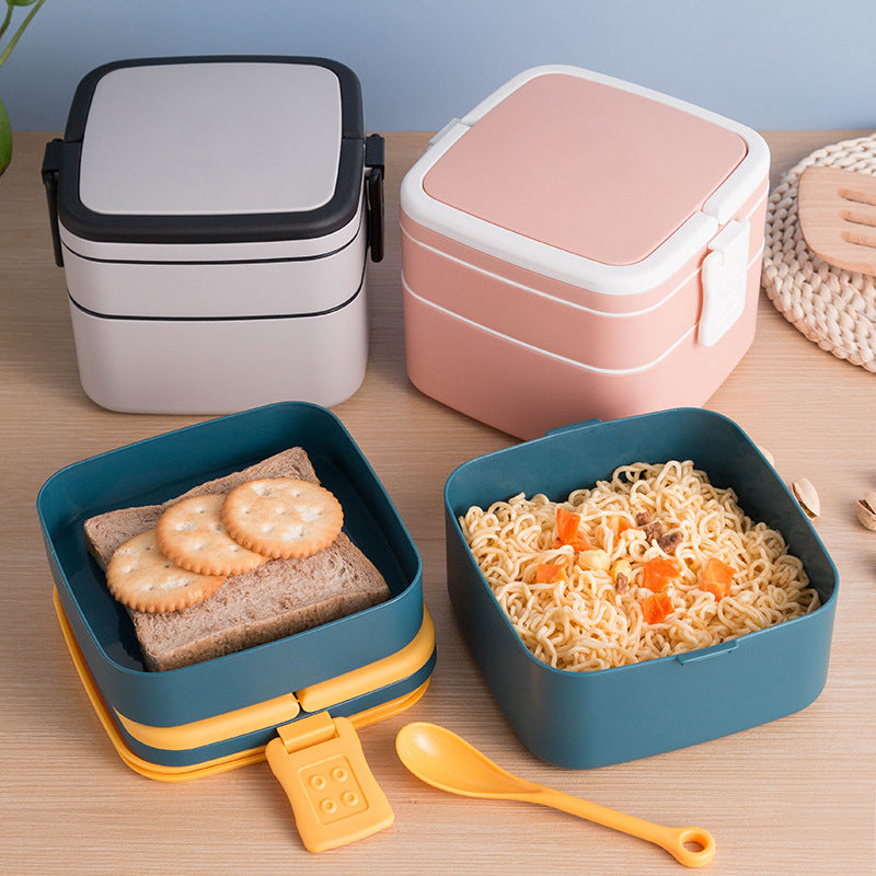 Two-Tier Microwave-Safe Lunch Box With Lid for Work