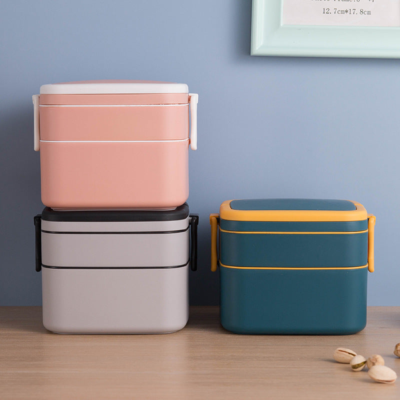 Two-Tier Microwave-Safe Lunch Box With Lid for Work