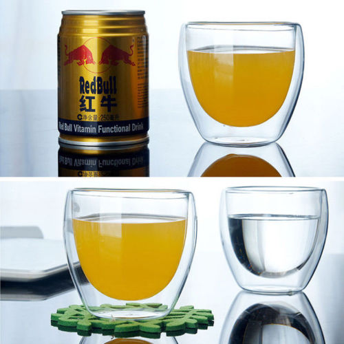 Double Wall Glass Coffee Mug, Heat-Resistant Borosilicate