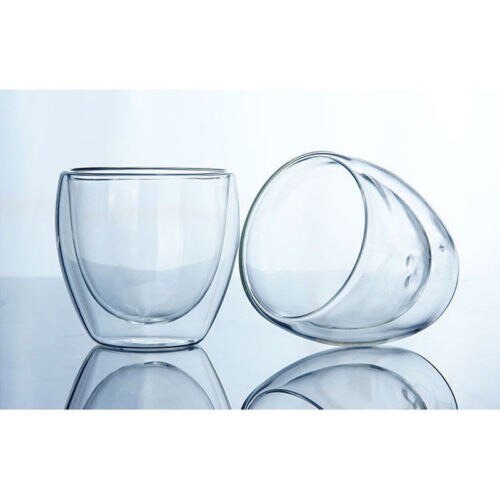 Double Wall Glass Coffee Mug, Heat-Resistant Borosilicate