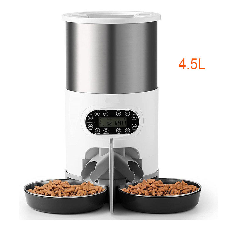 Automatic Pet Feeder with Dual Stainless Steel Bowls