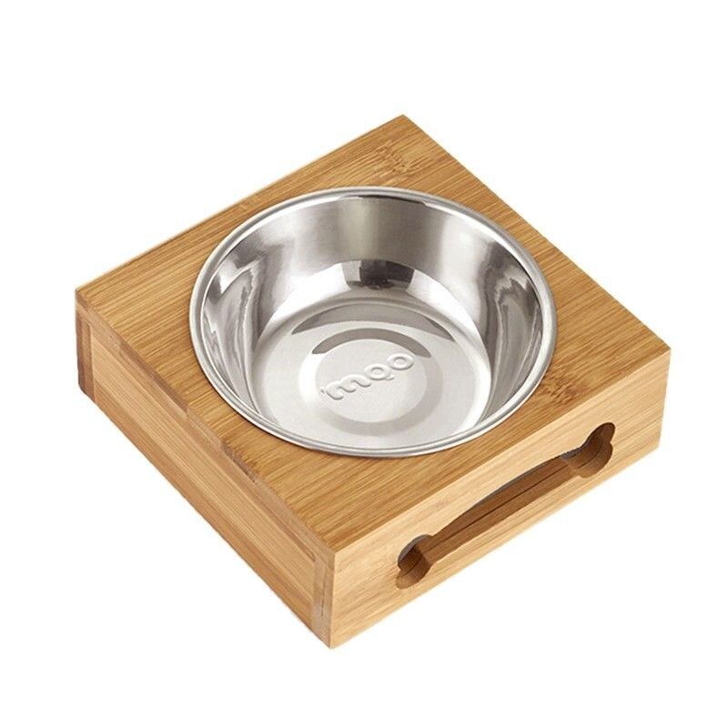 Elevated Dog & Cat Bowls with Bamboo Feeding Stand
