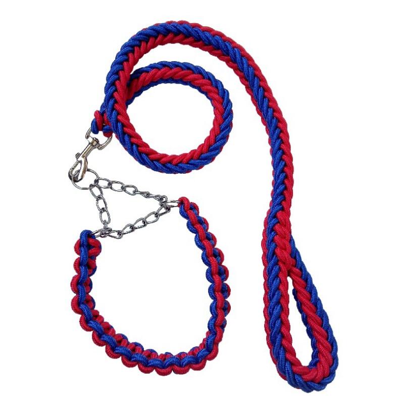 Large Dog Rope Leash & Chain Collar Set for Control