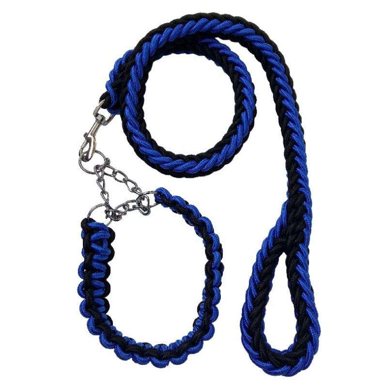 Large Dog Rope Leash & Chain Collar Set for Control