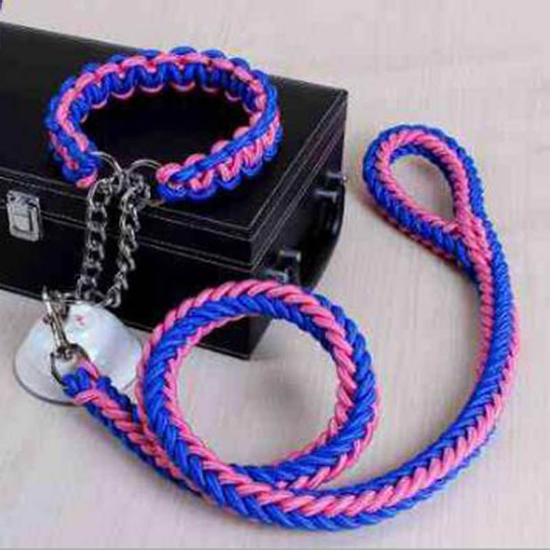 Large Dog Rope Leash & Chain Collar Set for Control