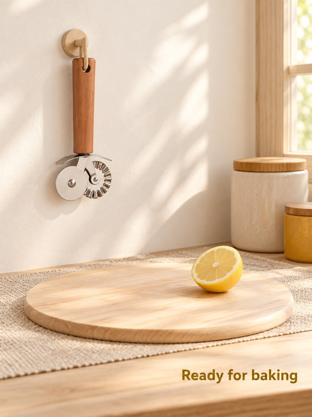 Double Wheel Pizza Cutter and Pastry Crimper Knife