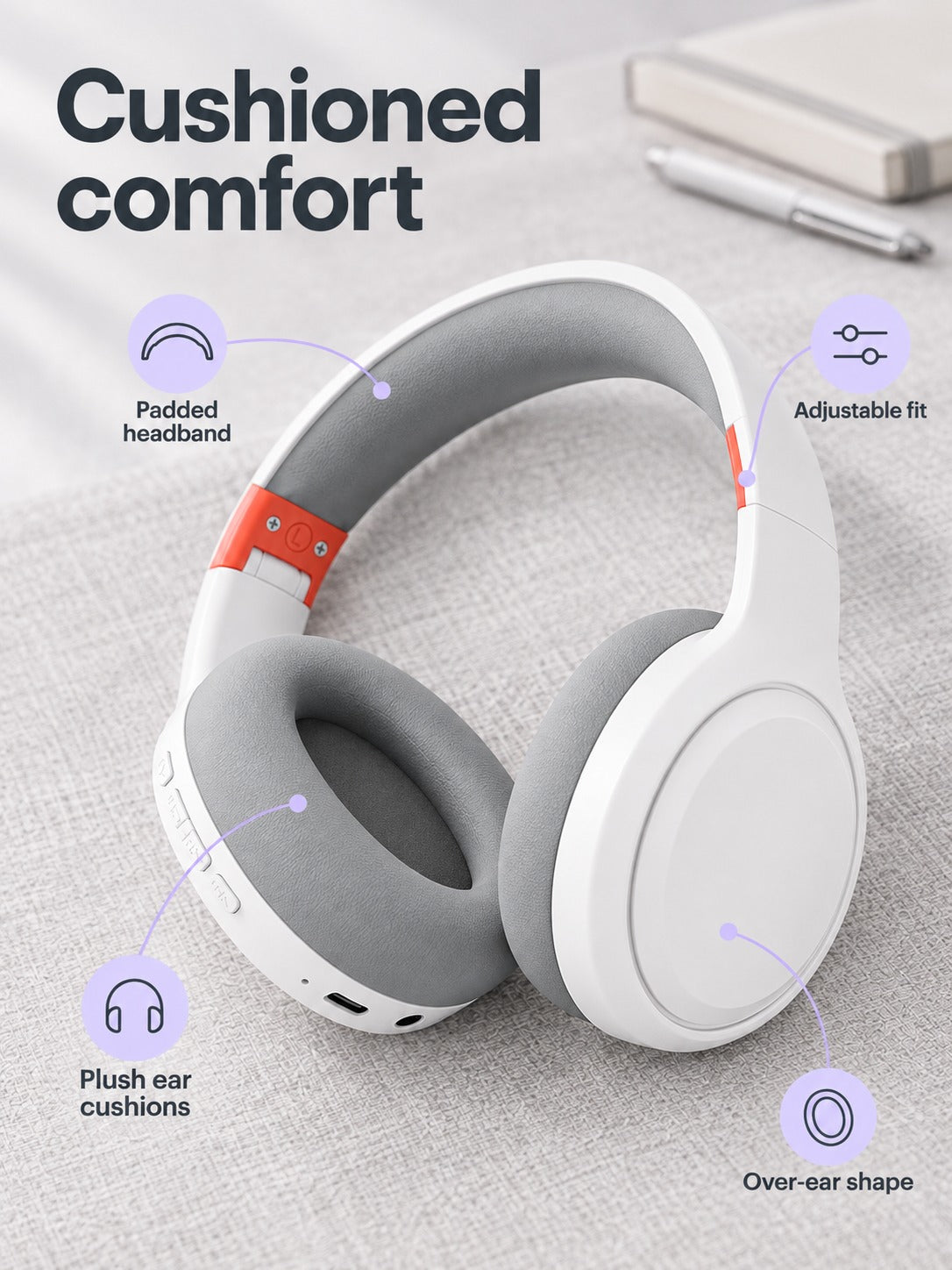 Wireless Over-Ear Headphones with Plush Ear Cushions