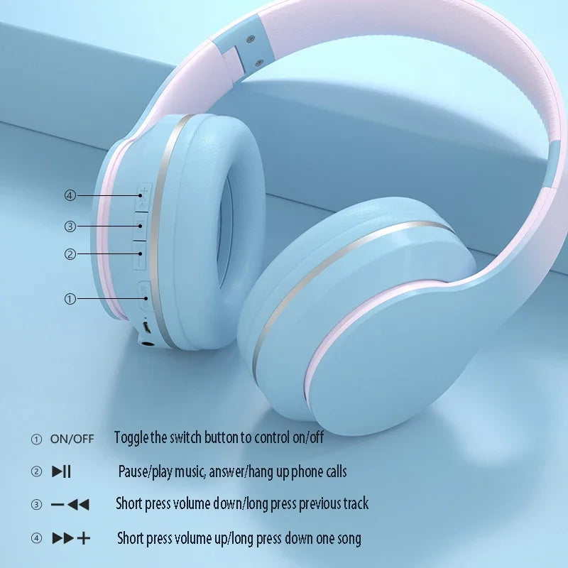Lightweight Pastel Wireless Headset for Kids & Gaming
