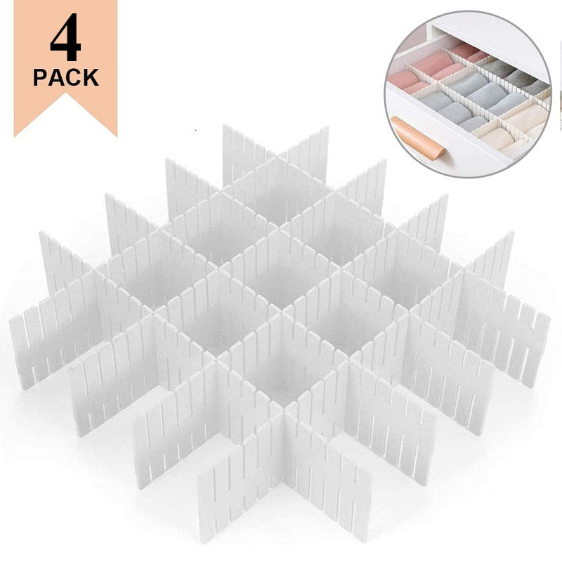 Adjustable Drawer Dividers 4pc - DIY Grid Organizer Panels