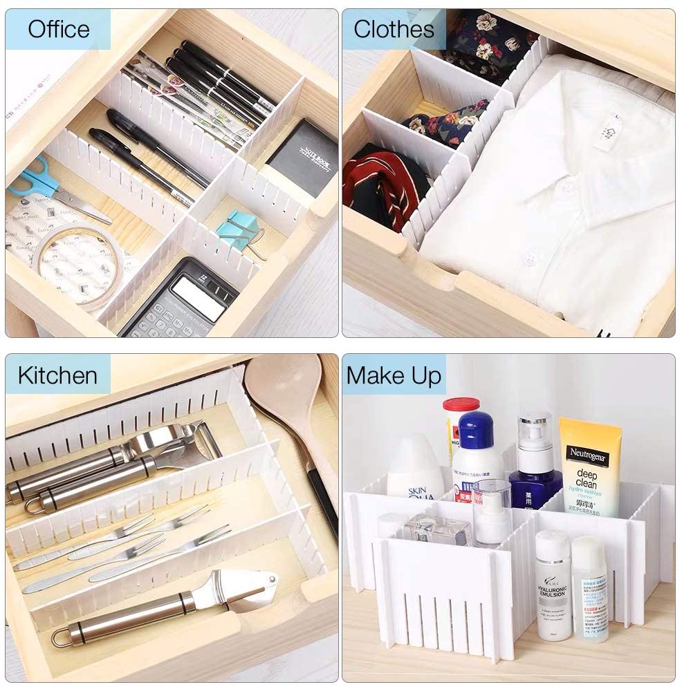 Adjustable Drawer Dividers 4pc - DIY Grid Organizer Panels