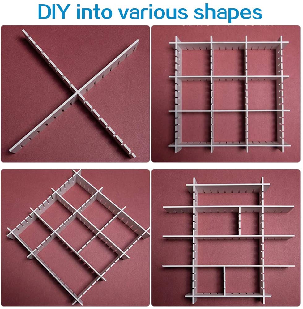 Adjustable Drawer Dividers 4pc - DIY Grid Organizer Panels