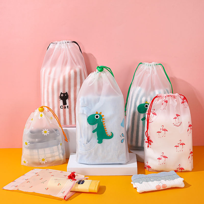 Clear Drawstring Packing Pouches for Travel Organizing