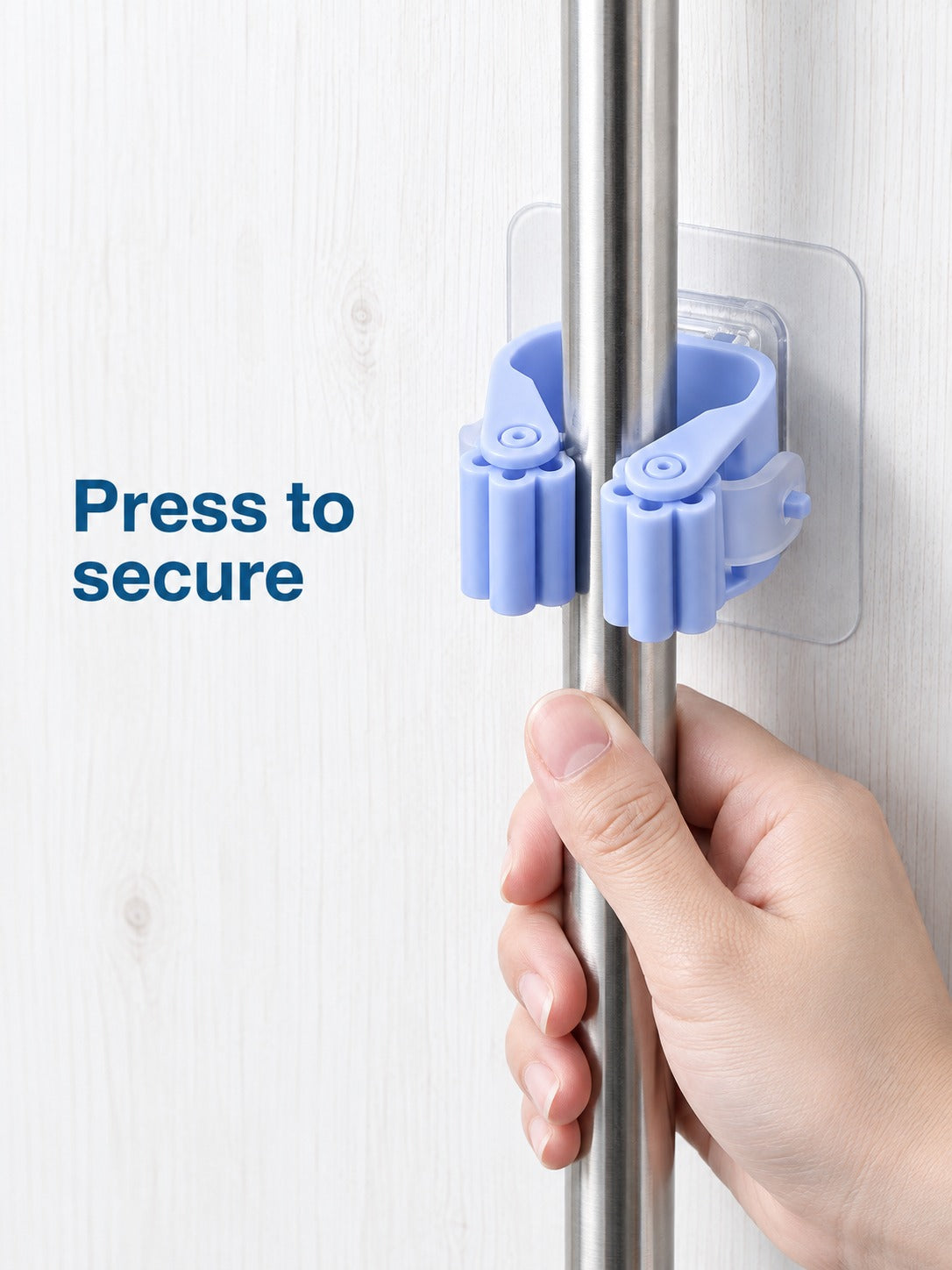 Drill-Free Mop and Broom Wall Clip for Bathroom Storage