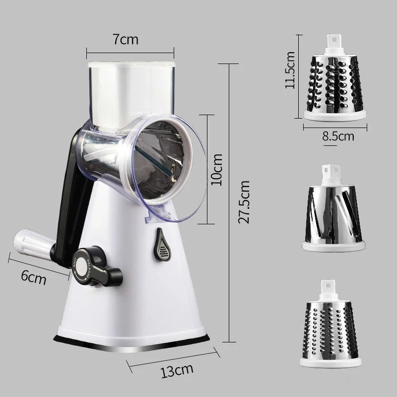 Hand Crank Vegetable Cutter with 3 Drums for Salads