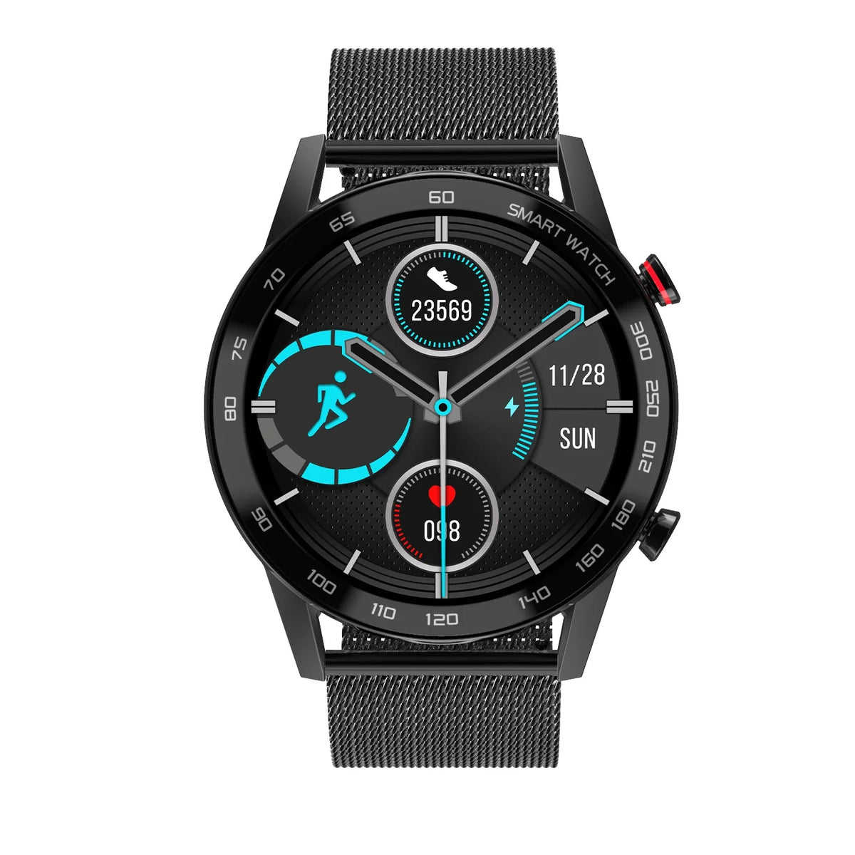 Fitness Smartwatch with Heart Rate and Interchangeable Straps