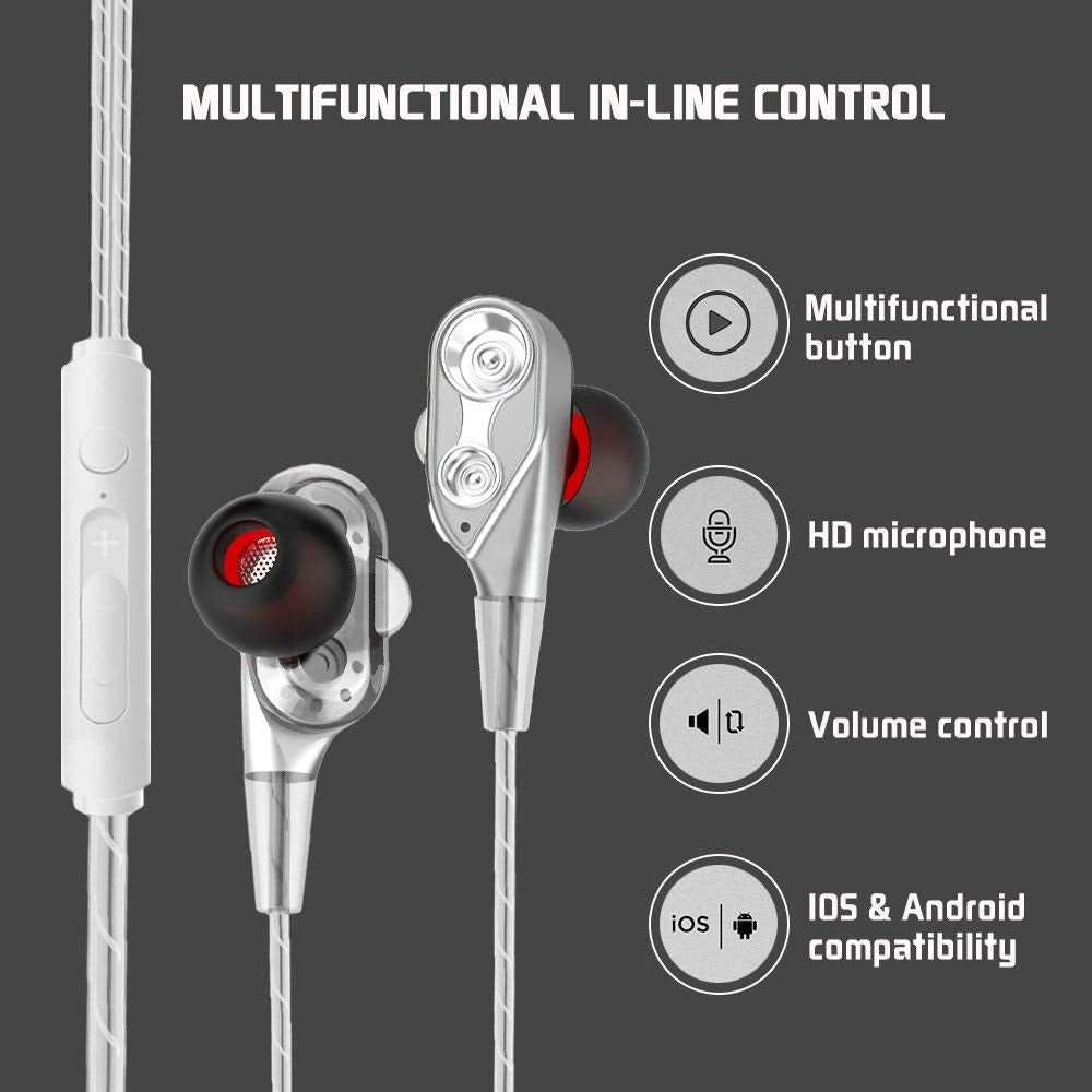 Wired Earphones with Deep Bass & Mic for iPhone, Android