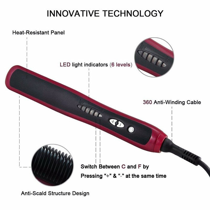 Hair Straightener Stick With 6 Adjustable Heat Settings