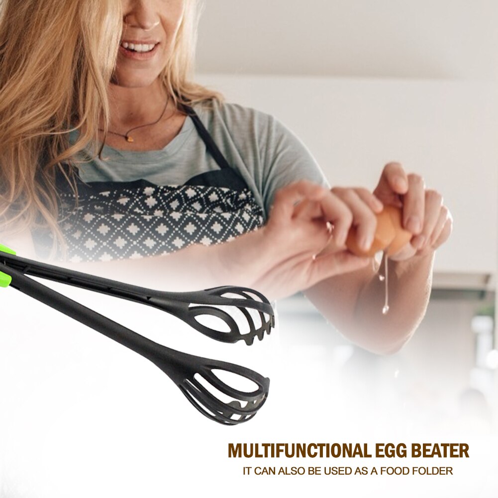 2-in-1 Egg Beater and Food Tongs for Home Baking Prep