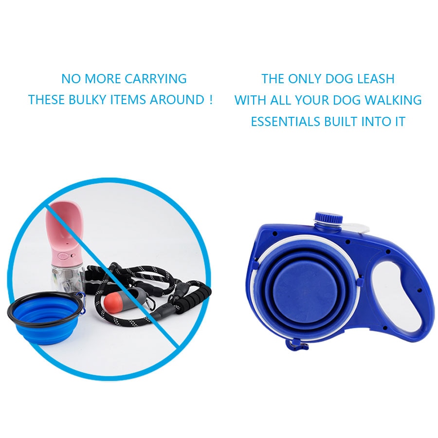 Retractable Dog Leash With Built-In Walking Essentials