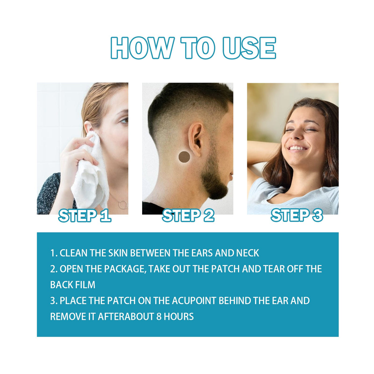Ear Noise Relief Patches, 10-Pack, 8-Hour Acupoint Wear