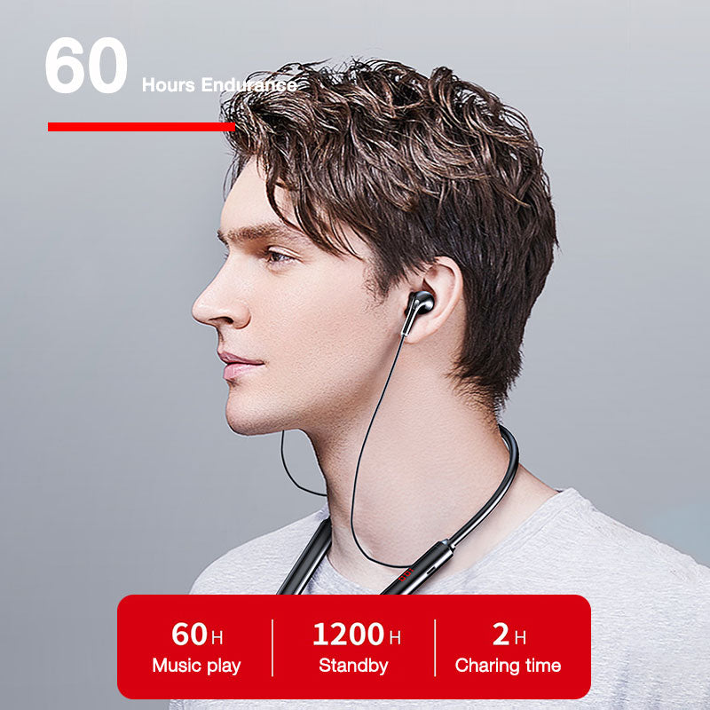 Wireless Neckband Headphones 60H Battery with LED Display