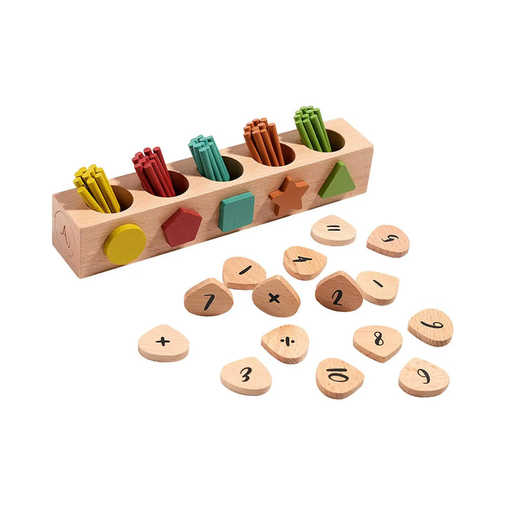 Wooden Shape Sorter Toy for Early Math Learning Play