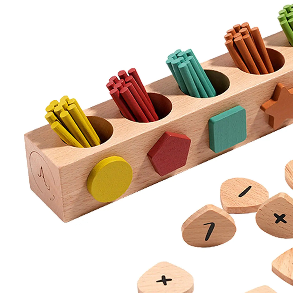Wooden Shape Sorter Toy for Early Math Learning Play