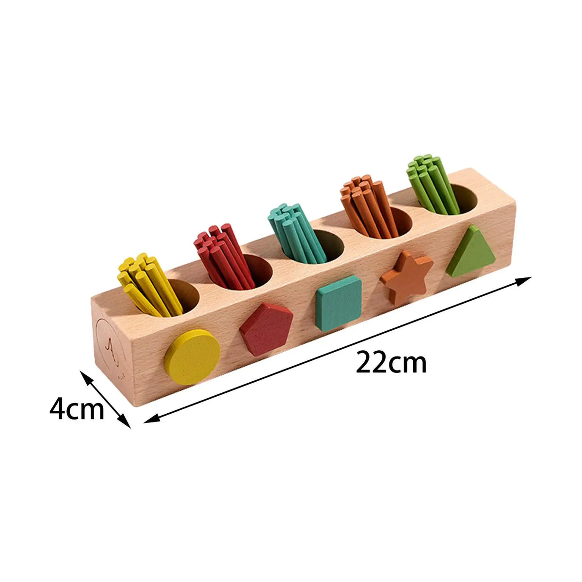 Wooden Shape Sorter Toy for Early Math Learning Play