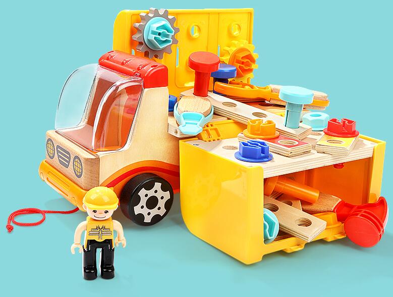 Wooden Construction Toy Truck for Hands-On Learning