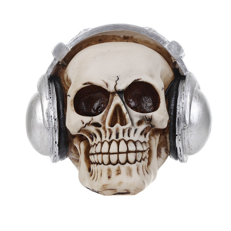 Skull Headphone Ornament for Gothic Music-Themed Decor