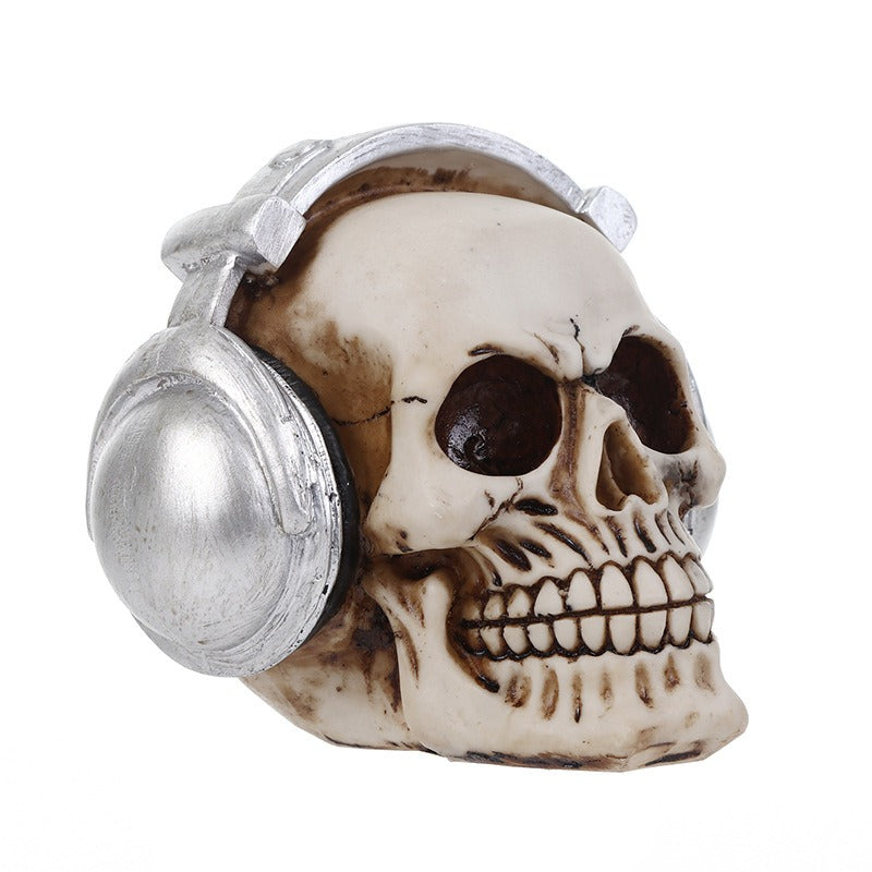Skull Headphone Ornament for Gothic Music-Themed Decor