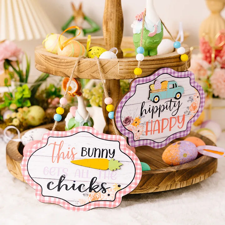 Easter Wooden Hanging Signs for Cheerful Spring Decor
