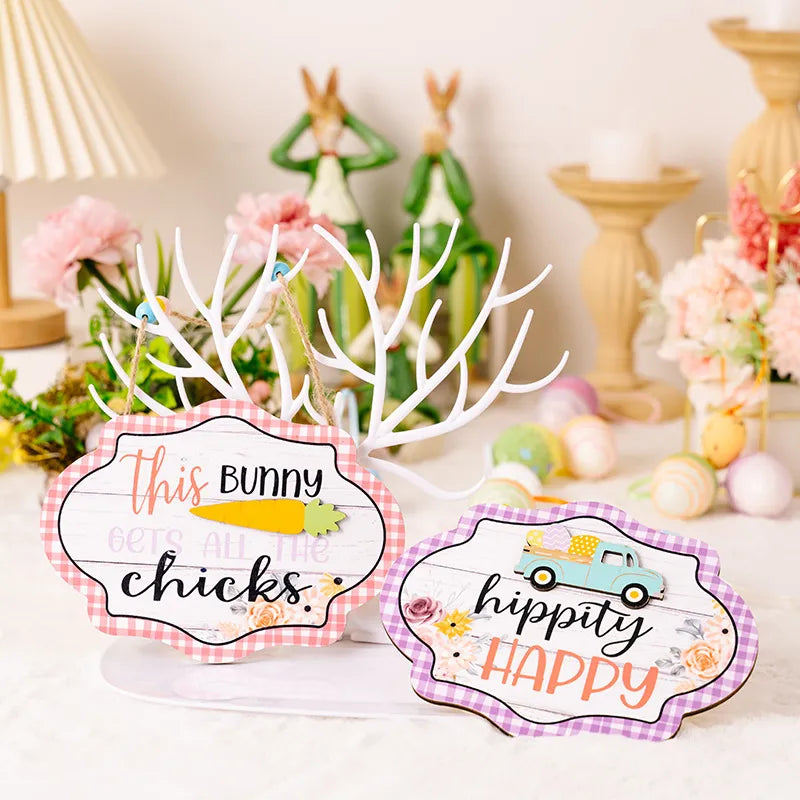 Easter Wooden Hanging Signs for Cheerful Spring Decor