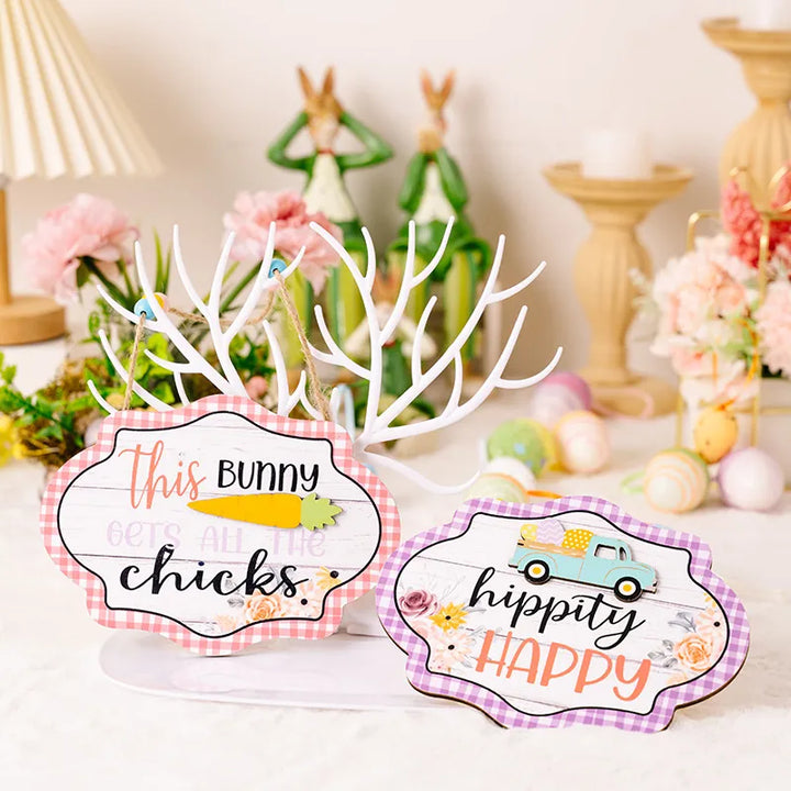 Easter Wooden Hanging Signs for Cheerful Spring Decor