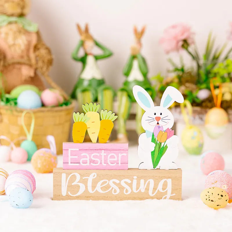 Easter Wooden Tabletop Decorations for Spring Charm