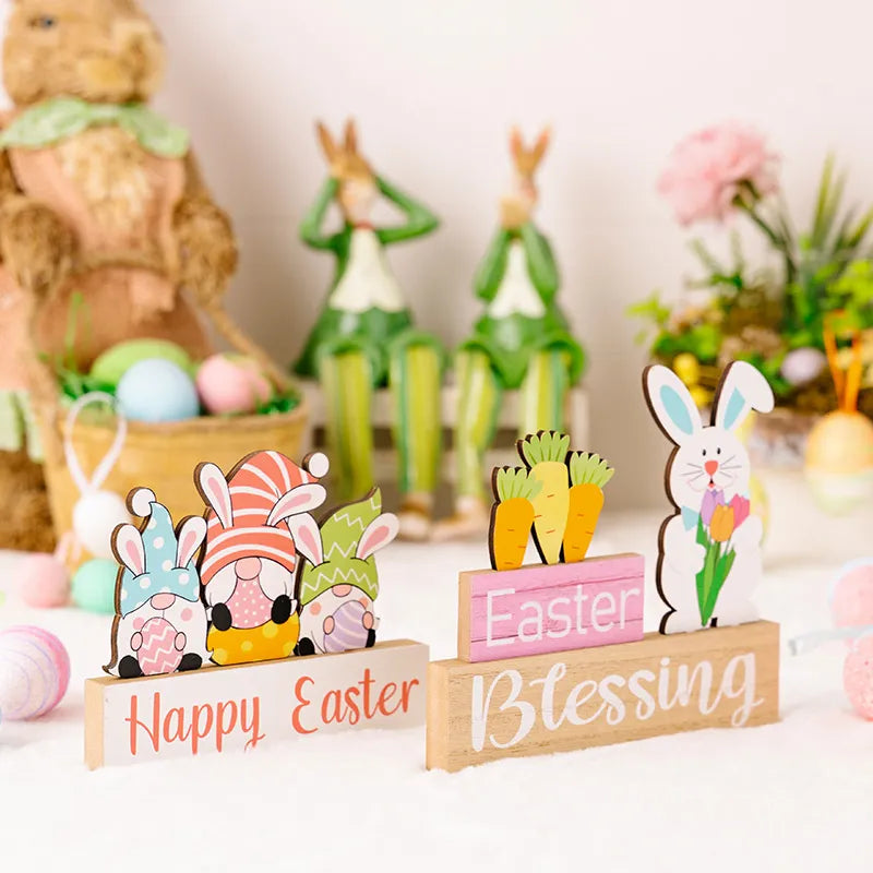 Easter Wooden Tabletop Decorations for Spring Charm
