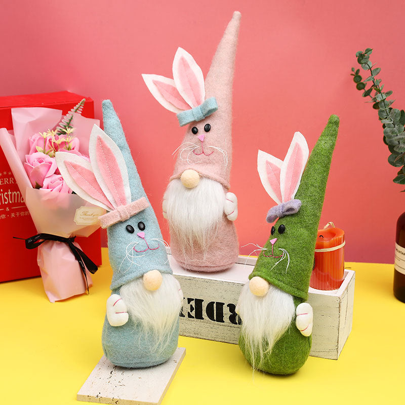 Bunny Gnome Easter Decor Set - Pastel Felt Trio