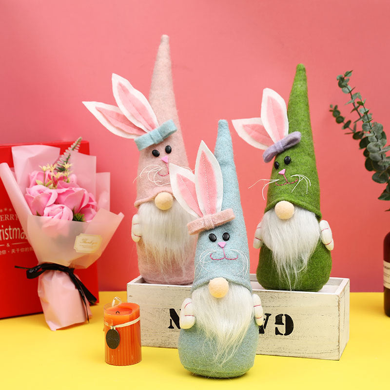 Bunny Gnome Easter Decor Set - Pastel Felt Trio