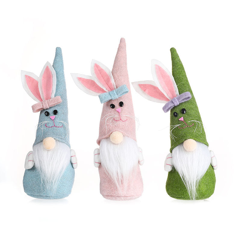 Bunny Gnome Easter Decor Set - Pastel Felt Trio