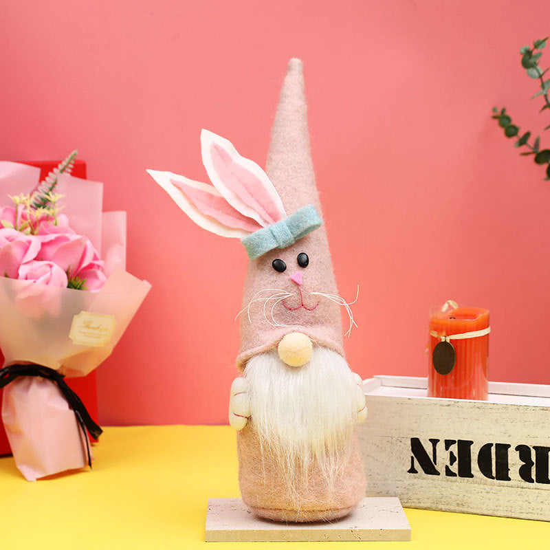 Bunny Gnome Easter Decor Set - Pastel Felt Trio