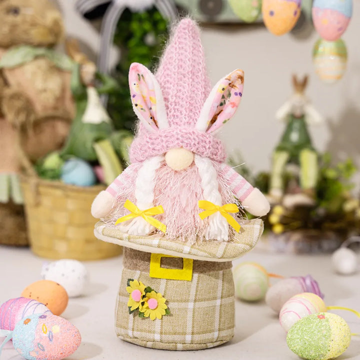 Easter Rabbit Gnome Pair – Pastel Tabletop Decor