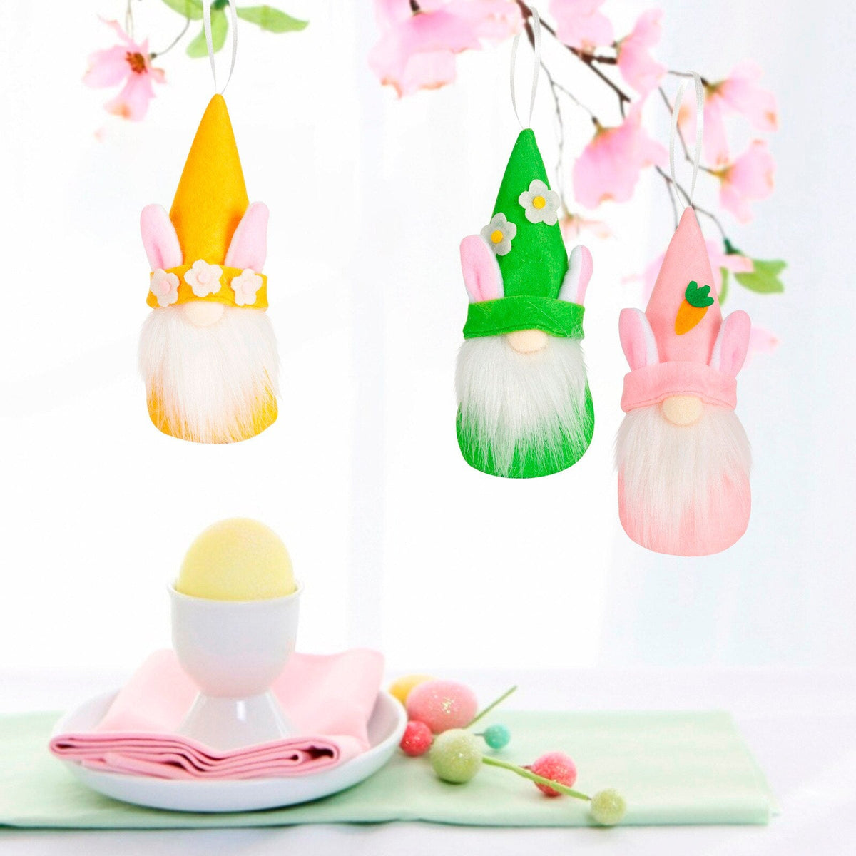 Easter Gnome Hanging Decorations – 3-Piece Plush Set