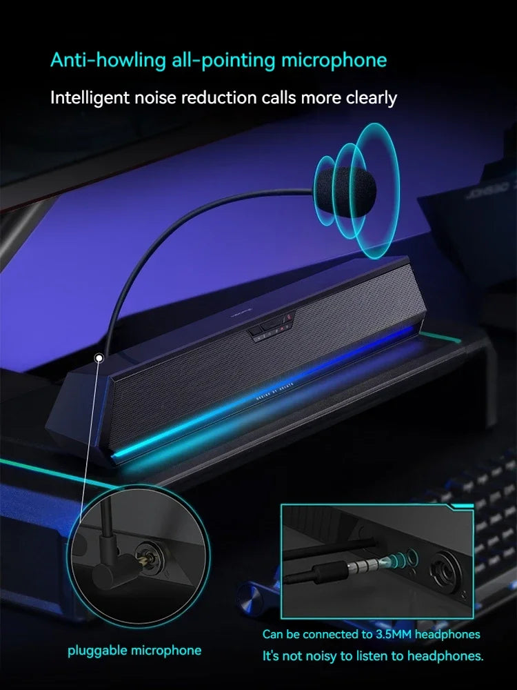 Gaming Soundbar with 7.1 Sound and Built-in Mic