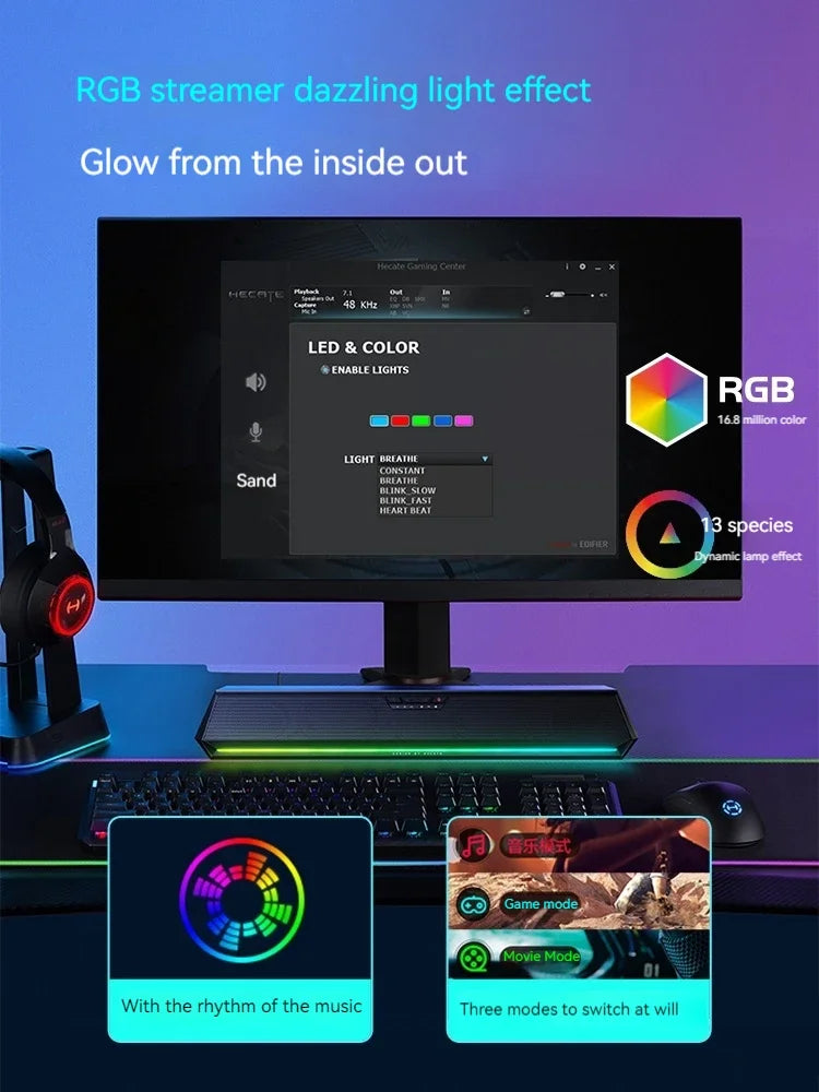 Gaming Soundbar with 7.1 Sound and Built-in Mic