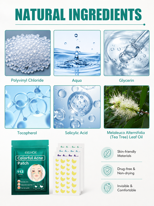 EELHOE Colorful Acne Patches 112pc — Tea Tree Hydrocolloid