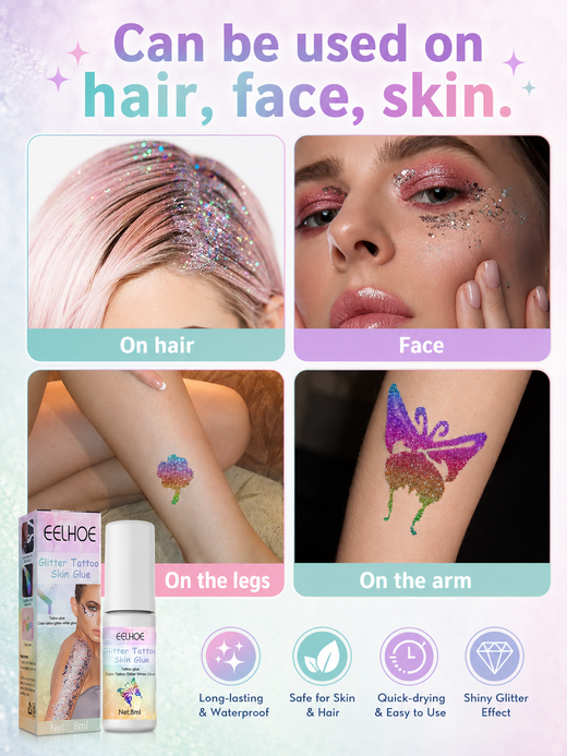 EELHOE Glitter Tattoo Skin Glue — Roll-On Body Art
