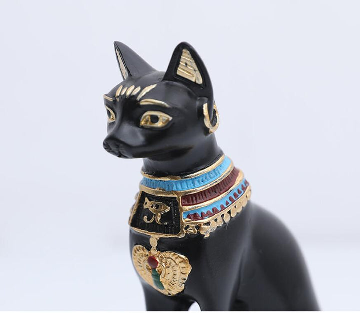 Egyptian Cat Statue | Black & Gold Lucky Home Decor